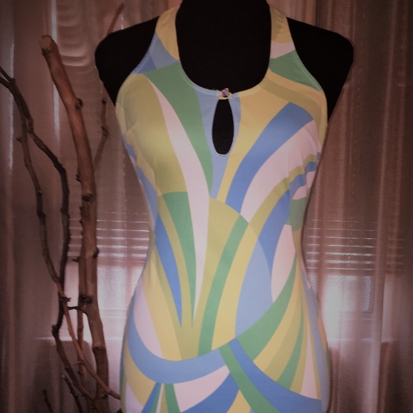 RARE!!! VINTAGE Spandex Bodycon halter dress - Picture 1 of 8